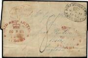 1843 (Nov17) lengthy cross-written entire letter headed "Port Macquarie/Near Sydney" (a bit of a stretch; the actual distance is 390km!) & signed "JBarbara Host" (?), to Berkshire with fine strike of the unusual octagonal 'PORT/MACQUARIE/PAID' h/s in red