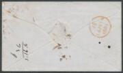 1851 cover to London "Per Tamar" partly paid with Sydney View Plate IV 2d bright blue SG 33 from the base of the sheet (almost full margins, just shaved at lower-right, minor crease in the lower margin) & manuscript "1" in red, 'PAID SHIP LETTER/[crown]/M - 2