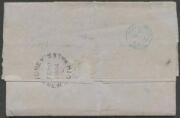 1864 (Feb 20) fragile outer to Shanghae "p Madras" with Diadems 1/- carmine (defective) tied by 'NSW'-in-ovals & fine Sydney b/s, 'HONG-KONG/AP11/64' transit b/s in blue, extensive archival tape repairs within. - 2