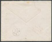 1872 (Oct 7) cover to "St Johns/Antigua/West Indies" endorsed "via Brindisi" with Diadems 1/- carmine (a deep rich shade) single & pair tied by fine Sydney duplex cancels, London transit cds of 25NO72 in red on the face where rated "11" but that crossed-t - 2
