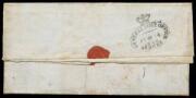 INWARDS MAIL: (March 2) entire from London to "Mr John Crook/Sydney or elsewhere/(to be left at the Post Office there, to be/forwarded, if not there)", arrival b/s of JY14/1840 (#S7) & rated "6" for an incoming double shipletter, endorsed "Advertised" in - 2
