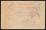 INWARDS MAIL: 1916 Russian Prisoners of War Postal Card from Siberia with the message headed "Nikolsk-Ussuriysk den 21 Juli 16", to "der Hilfsverein für Deutsch-Osterr-Ungarische Kriegsgefangene", sent via Austria where triangular censor cachet applied in