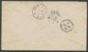 1876 cover to Prussia "Via Brindisi" with attractive 3-colour Small Chalons franking of 1d dull red, 2d deep blue & 6d yellow-green, poor Rays cancels with fine 18mm 'TOOWOOMBA/ 3 /DE27/1876/QUEENSLAND' cds alongside, Brisbane & 'BRINDISI/27/FEB/77' trans - 2