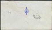 1885 (Feb 19) cover to "Kings County Nova Scotia/Canada" endorsed "via Sydney & San Francisco" with Second Sidefaces 1d & 6d tied by very fine Brisbane duplex cancels, very fine Postal Treaty 'PAID/ALL' h/s of Brisbane (?), 'WINDSOR-ONT/MR3/85/CANADA' tra - 2