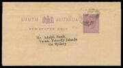 1890s usage of ½d Wrapper to the Friendly Islands (Tonga) with Ship Mail Room cds with indecipherable date.