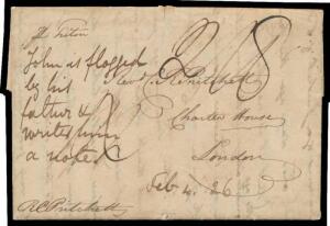 1826 lengthy entire letter headed "Sydney 4th Feby 1826" & signed "RC Pritchett" who complains at length about his delinquent son John "...I for the first time gave him a few lashes with the Horse Whip, he threatened to return my blows, which caused him a