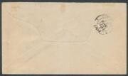 1887 (Feb 17) cover to France with scarce franking of Postal Fiscal 3d Platypus strip of 3 tied by Launceston duplex, French 'MONT CENIS A MACON' transit cds & Paris arrival b/s. Overpaid 3d. - 2