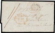 INWARDS MAIL: 1847 (Sep.28) stampless entire letter from Worcestershire with 'UPTON-ON-SEVERN/SP9/1847' b/s & 'WORCESTER' cds on the face, rated "1/-" in red & with oval 'PAID SHIP LETTER' d/s of London, rounded-boxed 'SHIP LETTER/31JA 1/1848' arrival d/s