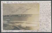 INWARDS MAIL: 1911 real photo PPC of the beach at Punta del Este, from Uruguay with 1c Bulls pair tied by light cds. - 2