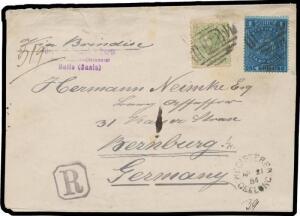 1884 makeshift wrapper to Germany "Via Brindisi"