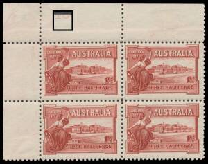 PENNY HALFPENNY: 1&frac12;d lake with the lower-half of Plate Number '10' BW #132zi, the lower units lightly mounted otherwise unmounted, Cat $1250 (mounted). [Of Plate Number '10' the ACSC states that 25 blocks are recorded]