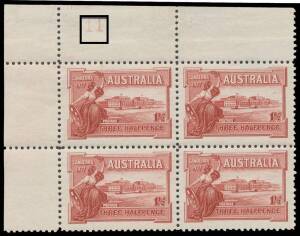 PENNY HALFPENNY: 1&frac12;d lake with almost complete Plate Number '11' BW #132zj, well centred, the last unit very lightly mounted otherwise superb unmounted, Cat $1000 (mounted). [Of Plate Number '11' the ACSC estimates that about 50 blocks are recorded. Super