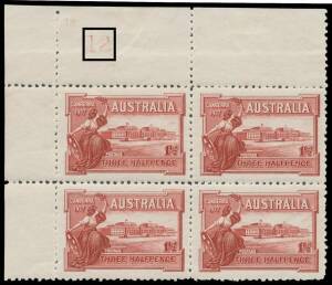 PENNY HALFPENNY: 1&frac12;d lake with light but complete Plate Number '12' BW #132zk, well centred, a few characteristic rough perfs, unmounted, Cat $750 (mounted). [Of Plate Number '12' the ACSC estimates that about 150 blocks are recorded]