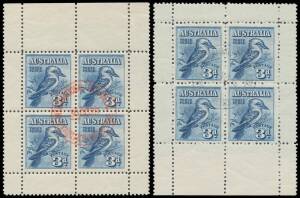 MINIATURE SHEET: Marginal examples from the top or base of the larger sheets each with central strike of the 'INTERNATIONAL PHILATELIC/EXHIBITION MELBOURNE' cds of 30OC28 in red or 1NO28 in blue, both with full unmounted o.g., Cat $650 (without gum).
