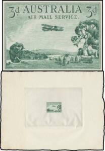 DIE PROOF: 3d die proof in green struck on thick handmade paper (215x167mm) with deckled edges BW #134DP(2), Cat $12,500. Superb! Ex Derick Ray. [The ACSC states that 11 proofs were presented, one of which is in the Australia Post Archives. Only four othe