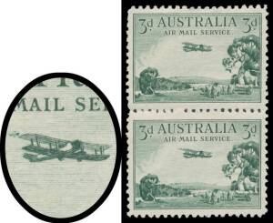 BOOKLET STAMPS: 3d green Long Wing BW #136d being the lower unit in a vertical pair, the normal unit with a few short perfs & a hinge remainder, the variety is very lightly mounted, Cat $560+. RPSofV Certificate (1984).