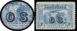 OVERPRINTED 'OS': 3d blue with Plane Dropping Mailbag BW #142(OS)d, CTO, Cat $600