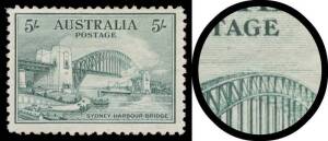 FIVE SHILLINGS: 5/- green with Retouch over Centre of Bridge BW #148d, hinge remainder, Cat $800.