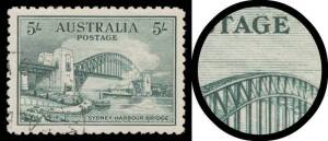 FIVE SHILLINGS: 5/- green with Retouch over Centre of Bridge BW #148d, well centred, CTO with large-part o.g., Cat $750.