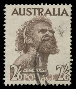 TWO SHILLINGS & SIX PENCE: 2/6d Aborigine with the Watermark Sideways Inverted (Top of Crown Facing to the Left as seen from Behind) BW #265a (SG 253aw), Cat $5000 (&pound;5500). Simon Dunkerley Certificate (2007). One of the more attractive used examples.