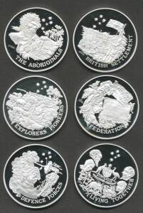 AUSTRALIA: 1988 Australian Bicentennial cased set of 6 sterling silver medallions, each weighing 71g. Certificate '01204'.