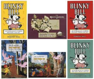 AUSTRALIA: 2008-13 Baby Coin sets Magic Pudding, Blinky Bill, and Dot & The Kangaroo, cased and boxed as issued. (6 sets)