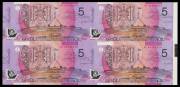 AUSTRALIA: Five Dollars 1992 $5 Fraser/Cole paper issue Souvenir Folders for Melbourne Fair horizontal pair, Mailing List horizontal pairs (x4), Adelaide Fair vertical pairs (x2) and Sydney Fair blocks of 4 (x2), plus 1996 Fraser/Evans presentation folder - 2