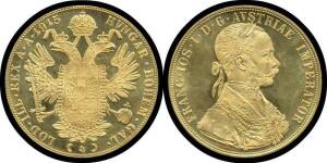 AUSTRIA: Gold 1915 Franz Joseph 4 ducat EF.