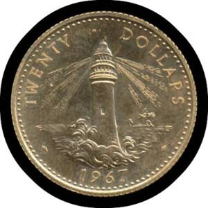 BAHAMAS: Gold 1967 $10 & $20, aUnc (total 0.3532oz agw). (2)