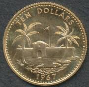 BAHAMAS: Gold 1967 $10 & $20, aUnc (total 0.3532oz agw). (2) - 3