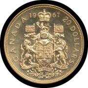 CANADA: Gold $10 1961 &frac12;oz .9999 pure, EF.