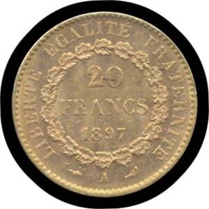 FRANCE: Gold 20f Napolean III (2, one very damaged), Angel x2 and 1904 Rooster, condition poor to VF. (5)