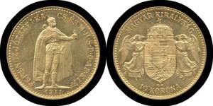HUNGARY: Gold 10k Franz Joseph 1904, 1910, 1911 (5) & 1912, VF. (8)