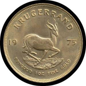 SOUTH AFRICA: 1975 proof Krugerrand 1oz gold agw, small rim nicks.