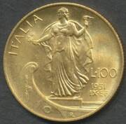 SWITZERLAND: Gold 20f 1935BL (restrike) and 1947, EF/aUnc, plus Italy 1931 100L aUnc, (total 0.628oz agw). (3) - 2