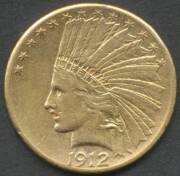 UNITED STATES: Gold 1897 Coronet Head $5 aUnc plus 1912 Indian Head $10 F. (2) - 2
