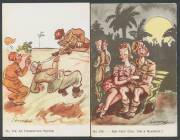 AUSTRALIA: WWII military humour cards by Egyptian illustrator Saroukhan, one postally used, generally very fine unused. (14) - 3