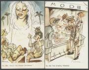 AUSTRALIA: WWII military humour cards by Egyptian illustrator Saroukhan, one postally used, generally very fine unused. (14) - 4