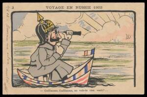 FRANCE: Anti-German propaganda cards "Voyage en Russie 1902" (Nos. 3, 8, 11 & 12), and three others, minor blemishes. (7)