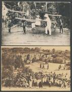 FRENCH COLONIES - IVORY COAST: Box of indigenous subjects, Colonial influence etc from many publishers including several Missions Africaines types, early automobile & tractor, Bastille Day parade, building houses, rafting down the rapids, natives sitting - 2