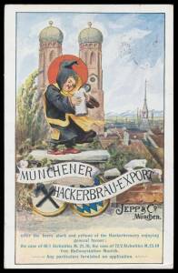 GERMANY: 1901-30s batch of commercial advertising cards including illustrated types for Osram Globes, Evans u Pistor, Schneider u D&ouml;ft, Gebruder Schwabenland & colourful Muchener Hackerbrau-Export Beer etc, some duplication including of illustrated types,