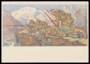 GREECE: c.1941 2D Postal Cards as HG 40 & 41 but with all-different coloured military or naval drawings, one with a small stain on the address side otherwise very fine, unused. Not listed by Higgins & Gage. (11)