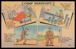 UNITED STATES: WWII military propaganda cards with lots of V for Victory, girly pinups & humour cards, the inevitable racist types, D Robbins & Co "Slam the Axis" set of 6, plenty of Air Force & Navy types, generally very fine used or unused. (100+)