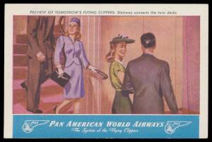 SUBJECTS Airline promotional and advertising group with c.1950s Pan American "Preview of Tomorrow's Clippers" (10), Branniff South American countries (10), TWA "Along the way with TWA..." World destinations (16), others include SAS, Canadian Pacific, KLM