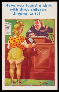 SUBJECTS Policemen & one lonely policewoman, lots of risqu&eacute; types & many worth a good laugh, children in police uniform, some minor duplication, generally fine to very fine unused or used. (160 approx)