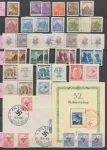 GERMANY - WWII OCCUPATION ISSUES: Large stockbook with issues for Bohemia & Moravia, Estonia, Croatia, Latvia, Laibach, Lithuania, Kurland, Zara, Luxemburg, Serbia, Slovenia etc, lots of questionable overprints. (100s)