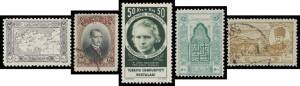 TURKEY: Two stockbooks with a page of early issues, 1898 Military Octagonals with margins * (2 sets), numerous Tughras including overprints, range of 1915 Provisionals, 1916-17 Pictorials *, 1921-23 Pictorials * & 200pi used, 1924 Treaty of Lausanne used,