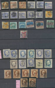 UNITED STATES OF AMERICA: 1851-1960s collection in 3 volumes with a range of earlies in usual mixed condition with 4 imperfs, group with 'grills', 1893 Columbus to 50c & $4 (faults), 1898 Trans-Mississippi to 50c, 1901 Pan-American to 10c, back of the boo