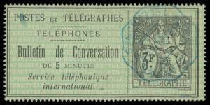 FRANCE: Postes et T&eacute;l&eacute;graphes 'Bulletin de Communication' with 'TELEPHONES' stamp 10c 15c 25c 40c & 1fr; and 'Bulletin de Conversation' with 'TELEGRAPHES' stamp 25c (two different), 30c 50c 1fr & 3f (two different), a few minor defetcs but generally very 