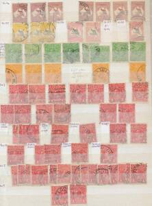 Kangaroos, KGV, and Officials mainly used duplicated accumulation in a small stockbook, Kangaroos to &pound;2, KGV to 1/4d and a reasonable selection of punctured and overprinted OS officials, includes shades, inverted watermarks, listed varieties plus a few NW